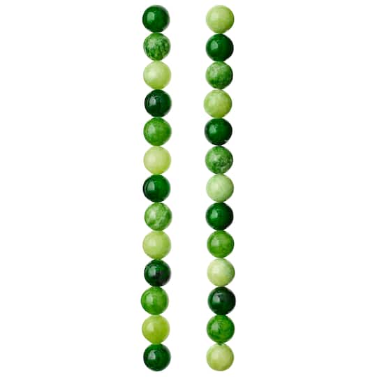 12 Pack: 10mm Round Green Semi-Precious Beads by Bead Landing™